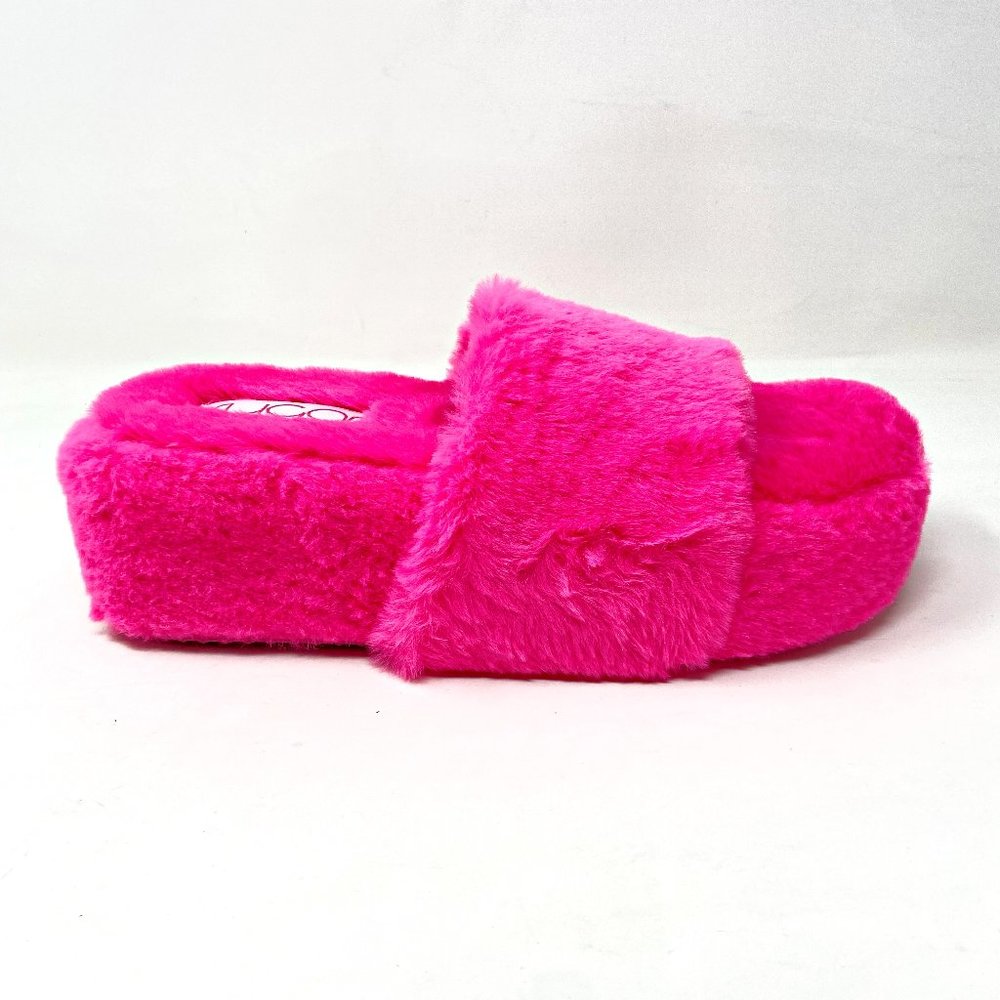 Sugar Wryde Hot Pink Fluff Slipper Sandals